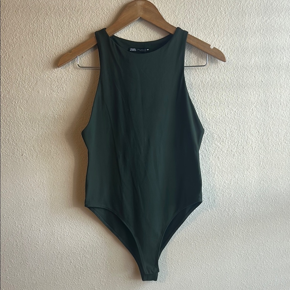 Zara Forest Green Sleeveless Bodysuit